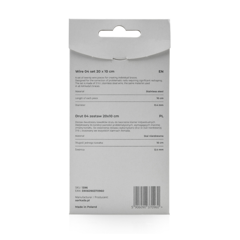 Arkada’s Drut prosty 04 – zestaw 20 szt. 0,4 mm × 10 cm