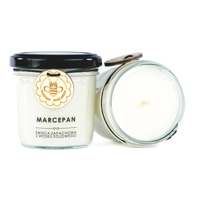 MIODOWA MYDLARNIA Świeca z wosku sojowego MARCEPAN, 120 ml