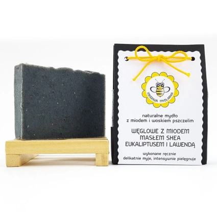 MIODOWA MYDLARNIA Mydło z woskiem pszczelim WĘGLOWE Z MIODEM, 100g
