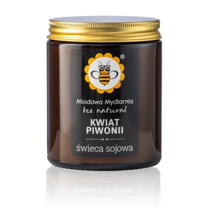 MIODOWA MYDLARNIA Świeca z wosku sojowego KWIAT PIWONII, 180 ml