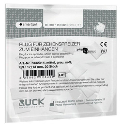 RUCK® smartgel plug+switch, kliny korekcyjne, asymetrycztne, szare, średnie, soft, 20 szt