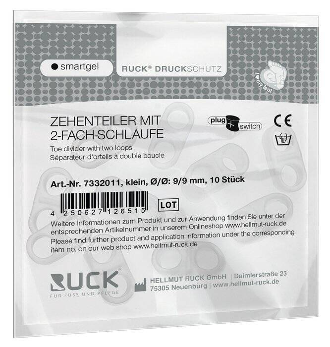 RUCK smartgel plug+switch  podwójny separator żelowy międzypalcowy z wymiennymi wkładkami S 10 szt.