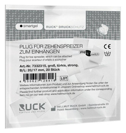 RUCK® smartgel plug+switch, kliny korekcyjne, asymetrycznne, turkusowe, duże, strong, 20 szt