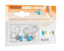 RUCK® smartgel plug+switch, separator międzypalcowy z dwoma otworami na palce mniejsze + kliny, 2 komplety