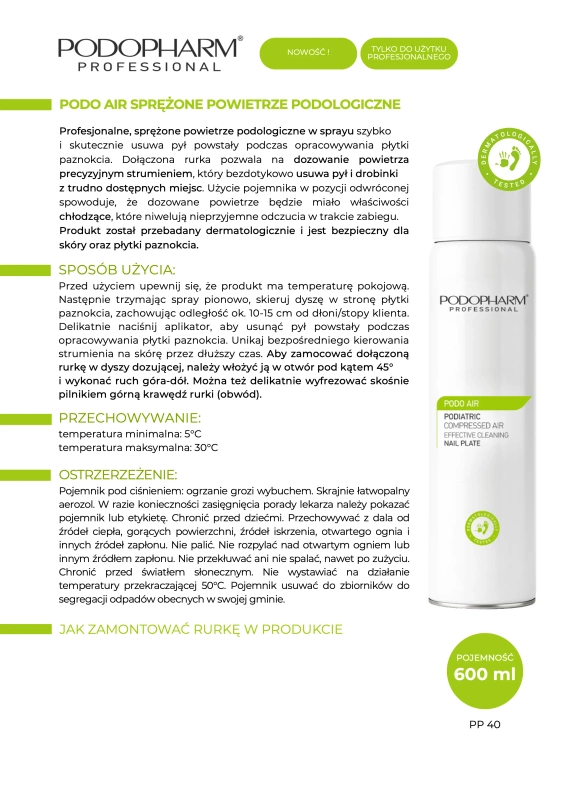 PODOPHARM PODO AIR sprężone powietrze podologiczne 600 ml
