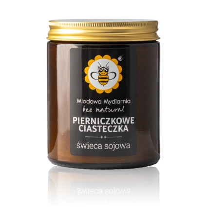 MIODOWA MYDLARNIA Świeca z wosku sojowego PIERNIKOWE CIASTECZKA, 180 ml