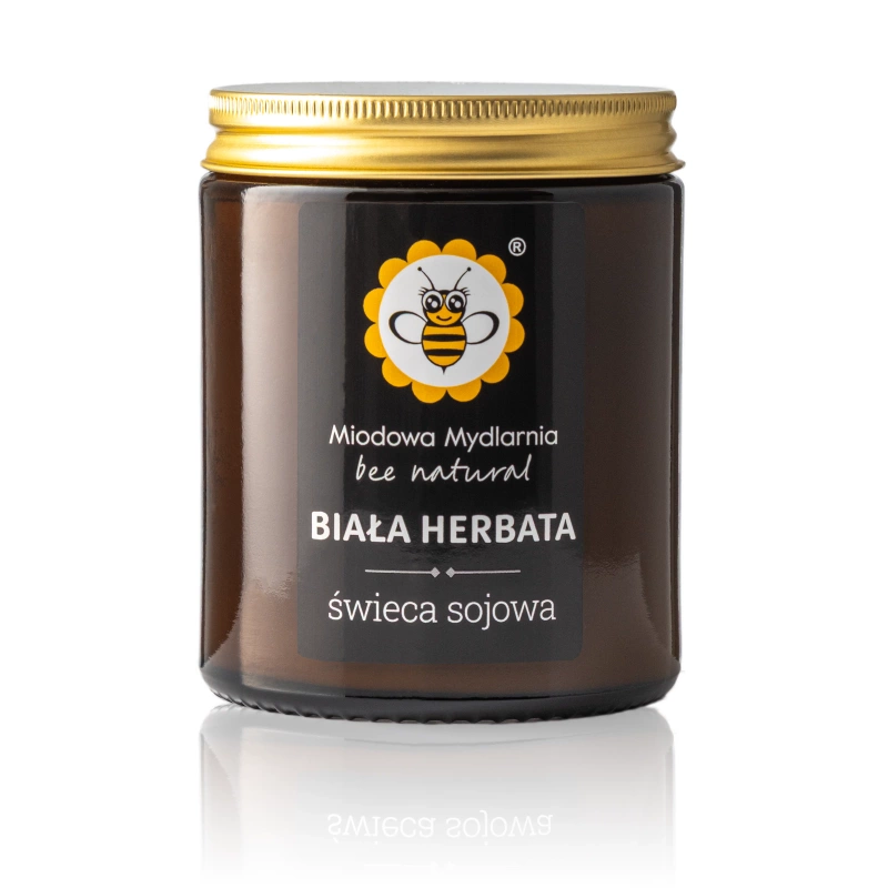 MIODOWA MYDLARNIA Świeca z wosku sojowego BIAŁA HERBATA, 180 ml