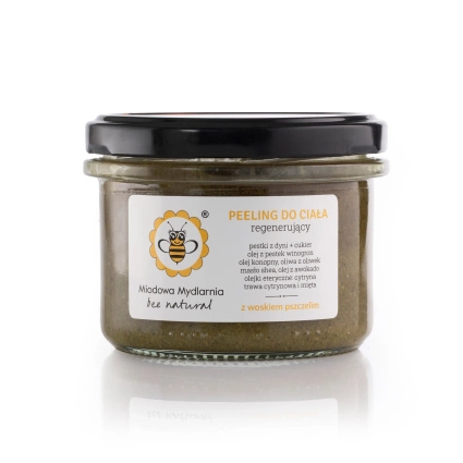 MIODOWA MYDLARNIA Peeling do ciała z woskiem pszczelim REGENERUJĄCY, 200g