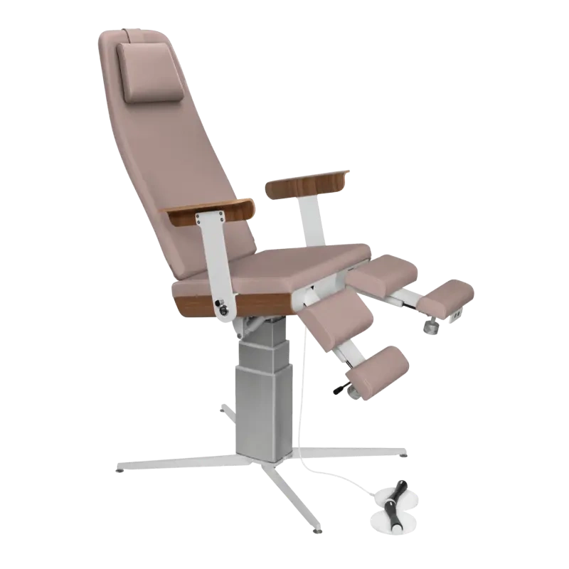 Fotel do pielęgnacji stóp RUCK® SINA, elektryczny podnośnik, taupe, CPL orzech