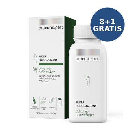 ProCareXpert Puder podologiczny ochronno-odświeżający 140 g, 8+1 GRATIS