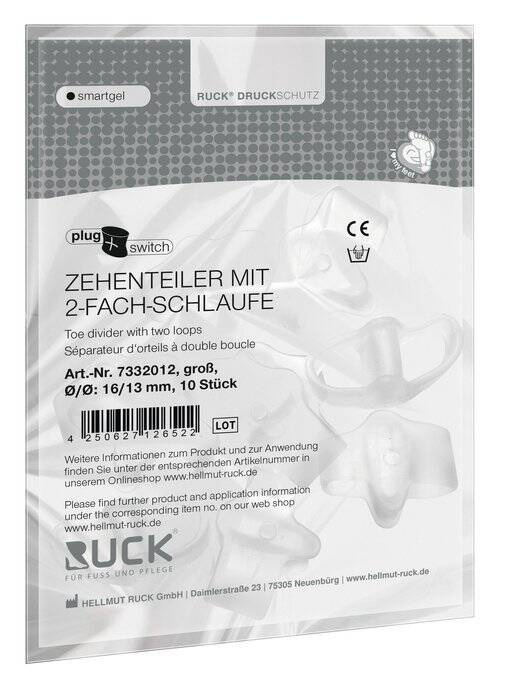 RUCK smartgel plug+switch  podwójny separator żelowy międzypalcowy z wymiennymi wkładkami L 10 szt.