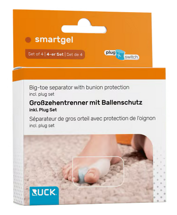RUCK® smartgel plug+switch separator dużego palca z osłoną na haluks, 4 szt.