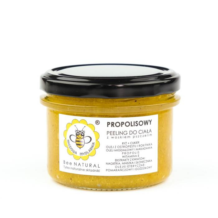 MIODOWA MYDLARNIA Peeling do ciała z woskiem pszczelim PROPOLISOWY, 200 g