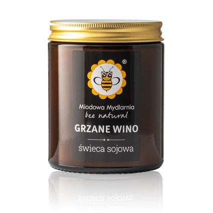 MIODOWA MYDLARNIA Świeca z wosku sojowego GRZANE WINO, 180 ml