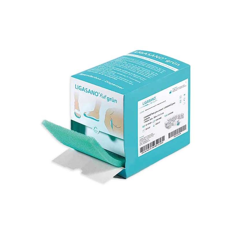 Ligasano zielony bandaż w rolce w pojemniku dozującym, niesterylny 2 m x 11 cm x 1 cm