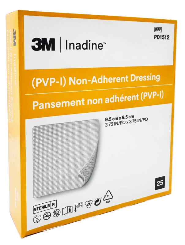 INADINE nieprzywierający opatrunek z jodyną powidonową 9,5 x 9,5 cm, 1 szt.
