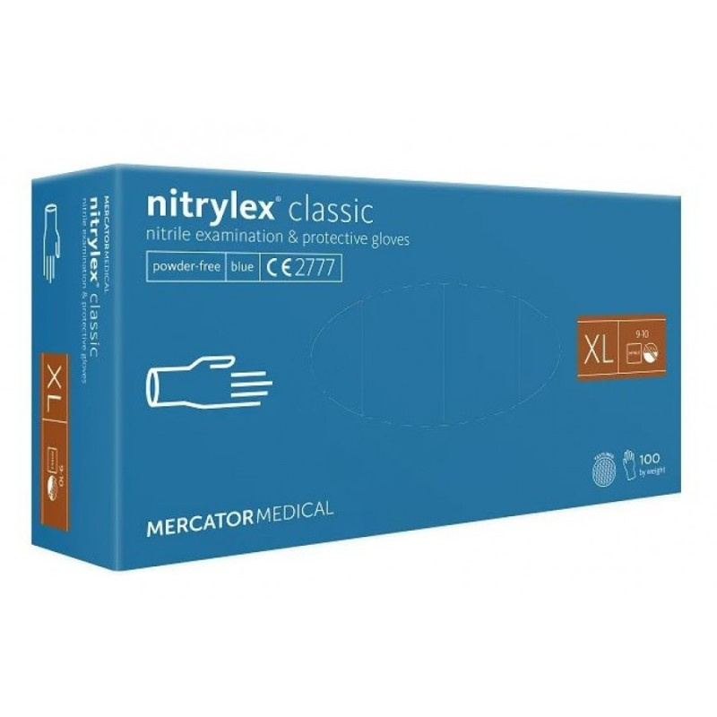 nitrylex® bezpudrowe rękawice nitrylowe niebieskie, XL, 100 szt.