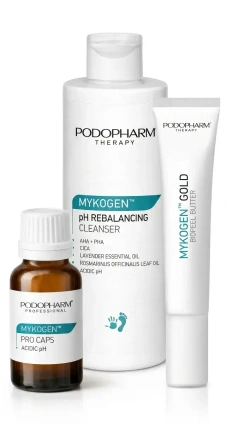 Zestaw MYKOGEN™ system terapii przeciwgrzybiczej - Mydełko + Masełko + Ampułki PRO CAPS