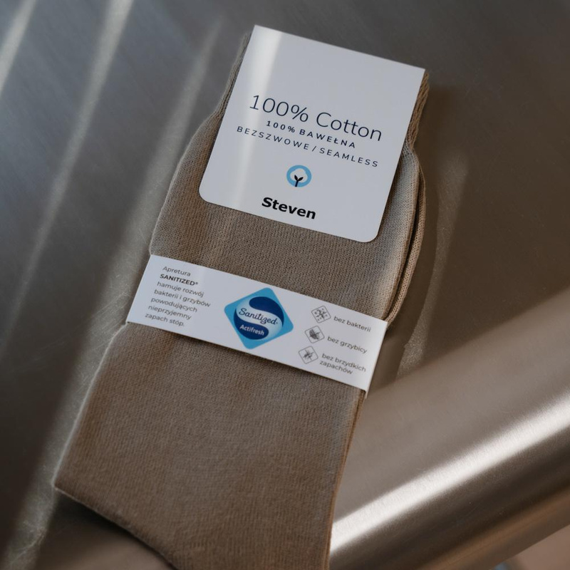 Steven skarpety beżowe 100% bawełna Sanitized
