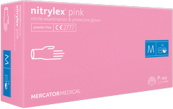 nitrylex® pink bezpudrowe rękawice nitrylowe różowe, M, 100 szt.